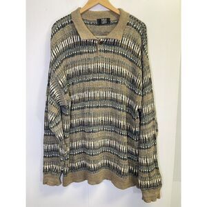 1990 Vintage TSR USA Geometric Grandpa‎ Sweater Crewneck Pullover Brown Mens XL